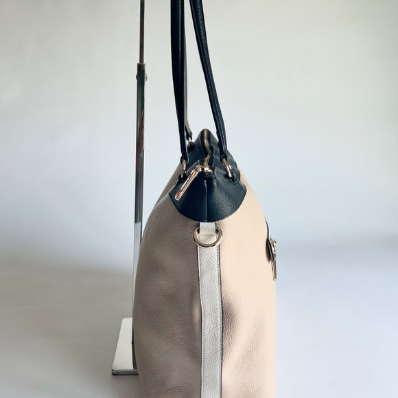 Coach Cream White Black Genuine Leather Tote - Picture 5 of 12